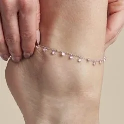 Histoire D'Or Chaîne De Cheville Carolaine Argent Blanc Oxyde De Zirconium -Boucles d'oreilles Bracelet Soldes FAZFBZS004 model0