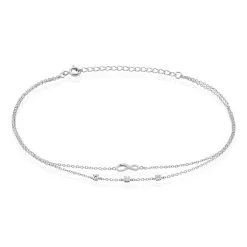 Histoire D'Or Chaîne De Cheville Aurelio Argent Blanc Oxyde De Zirconium