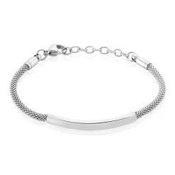 Histoire D'Or Bracelet Aedan Maille Popcorn Acier Blanc