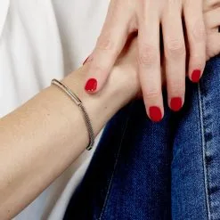 Histoire D'Or Bracelet Aedan Maille Popcorn Acier Blanc -Boucles d'oreilles Bracelet Soldes FIBFBW0372 model1