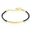 Histoire D'Or Bracelet Boshra Acier Dore Cuir Noir -Boucles d'oreilles Bracelet Soldes FIBFJW0283 master