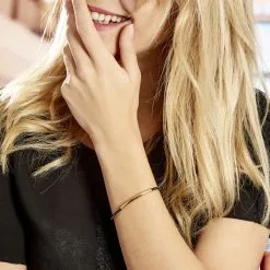 Histoire D'Or Bracelet Boshra Acier Dore Cuir Noir -Boucles d'oreilles Bracelet Soldes FIBFJW0283 model0