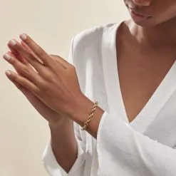 Histoire D'Or Bracelet Chaine Epaisse Acier Dore Dusty -Boucles d'oreilles Bracelet Soldes FIBFJW0292 model0