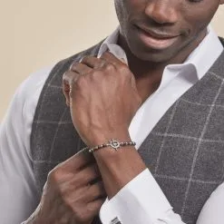 Histoire D'Or Bracelet Arsenius Acier Blanc Onyx -Boucles d'oreilles Bracelet Soldes FIBHBNN001 model1