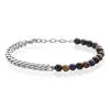 Histoire D'Or Bracelet Acier Blanc Calum œil De Tigre Onyx Agathe -Boucles d'oreilles Bracelet Soldes FIBHBNN005 master