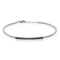 Histoire D'Or Bracelet Identité Acier Blanc Ghislain Cristaux