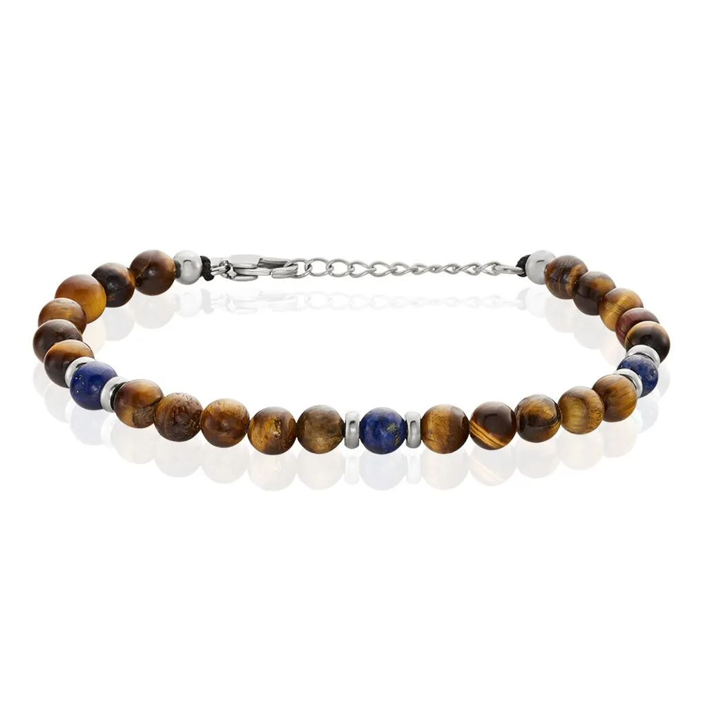 Histoire D'Or Bracelet Acier Blanc Delfino œil De Tigre Sodalite 3 Histoire D'Or Bracelet Acier Blanc Delfino œil De Tigre Sodalite