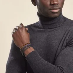 Histoire D'Or Bracelet Acier Blanc Ulric œil De Tigre -Boucles d'oreilles Bracelet Soldes FIBHBQM004 model1