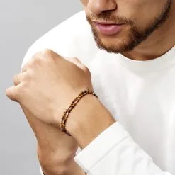 Histoire D'Or Bracelet Acier Blanc Augusto Oeil De Tigre -Boucles d'oreilles Bracelet Soldes FIBHBQM005 model0