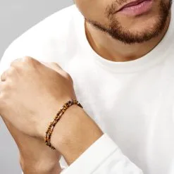 Histoire D'Or Bracelet Acier Blanc Augusto Oeil De Tigre -Boucles d'oreilles Bracelet Soldes FIBHBQM005 model1