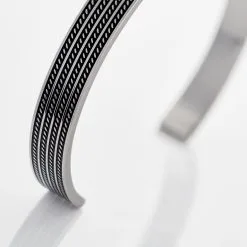 Histoire D'Or Bracelet Jonc Ouvert Acier Bicolore Anderson 9 Histoire D'Or Bracelet Jonc Ouvert Acier Bicolore Anderson -Boucles d'oreilles Bracelet Soldes FIBHBW008W view2