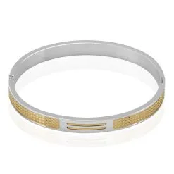 Histoire D'Or Bracelet Jonc Fermé Acier Blanc Et Plaqué Or Apollo