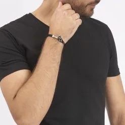 Histoire D'Or Bracelet Cedric Acier Blanc -Boucles d'oreilles Bracelet Soldes FIBHBW0876 view3