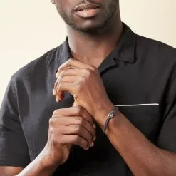 Histoire D'Or Bracelet Fabrice Acier Blanc -Boucles d'oreilles Bracelet Soldes FIBHBW0918 model1