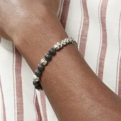 Histoire D'Or Bracelet Kiyo Acier Blanc Pierre De Lave -Boucles d'oreilles Bracelet Soldes FIBHBXN064 model1