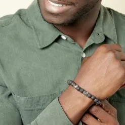 Histoire D'Or Bracelet Acier Blanc Hantz Pierre De Lave -Boucles d'oreilles Bracelet Soldes FIBHBXN068 model1