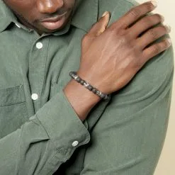 Histoire D'Or Bracelet Acier Blanc Hantz Pierre De Lave -Boucles d'oreilles Bracelet Soldes FIBHBXN068 model2