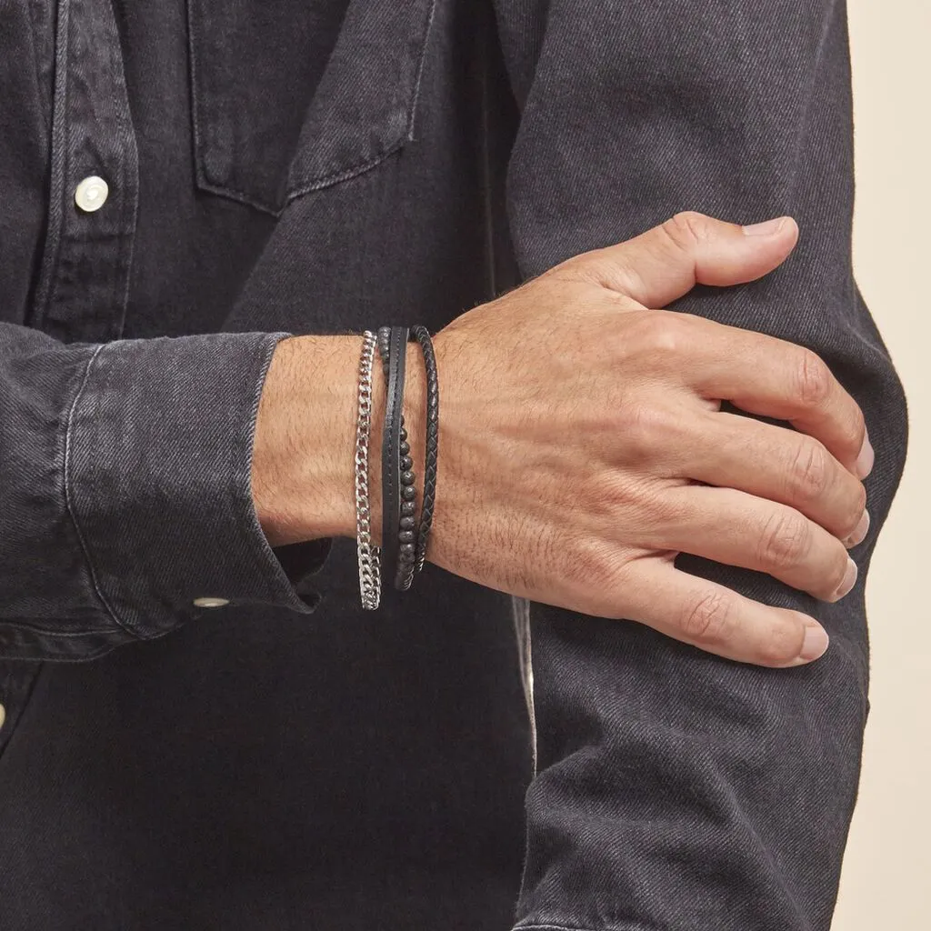 Histoire D'Or Bracelet Acier Blanc Juult Pierres De Lave 5 Histoire D'Or Bracelet Acier Blanc Juult Pierres De Lave – Image 3