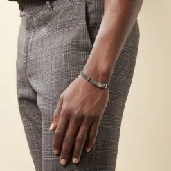 Histoire D'Or Bracelet Eric Acier Blanc Pierre De Synthese 13 Histoire D'Or Bracelet Eric Acier Blanc Pierre De Synthese -Boucles d'oreilles Bracelet Soldes FIBHBXW013 model2