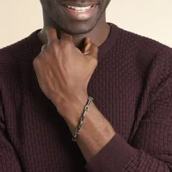 Histoire D'Or Bracelet Kevin Acier Blanc Oxyde De Zirconium -Boucles d'oreilles Bracelet Soldes FIBHBZN003 model0