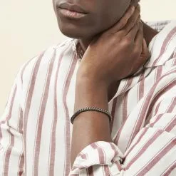 Histoire D'Or Bracelet Jasone Maille Franco Acier Gris -Boucles d'oreilles Bracelet Soldes FIBHGW0015 model0