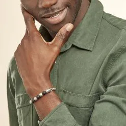 Histoire D'Or Bracelet Gulustan Acier Gris Vieilli Pierres De Lave -Boucles d'oreilles Bracelet Soldes FIBHGXN002 model0