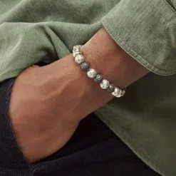 Histoire D'Or Bracelet Gulustan Acier Gris Vieilli Pierres De Lave -Boucles d'oreilles Bracelet Soldes FIBHGXN002 model1