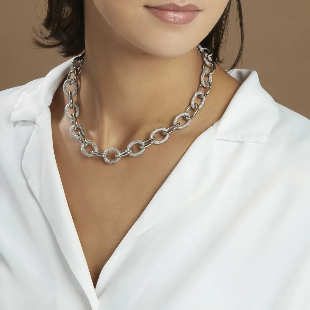 Histoire D'Or Collier Aelia Maille Alternee Acier Blanc 5 Histoire D'Or Collier Aelia Maille Alternee Acier Blanc – Image 3
