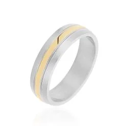 Histoire D'Or Bague Gustave Acier Bicolore