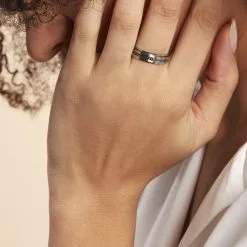 Histoire D'Or Bague Acier Blanc Lucas -Boucles d'oreilles Bracelet Soldes FIDFBW0006 model0