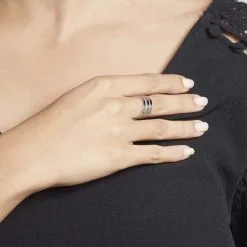 Histoire D'Or Bague Ajustable Abid Acier Blanc -Boucles d'oreilles Bracelet Soldes FIDFBW0350 model01