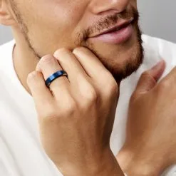 Histoire D'Or Bague Acier Bleu Jaydon -Boucles d'oreilles Bracelet Soldes FIDHEW0042 model1