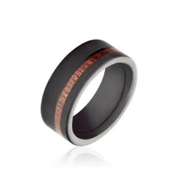 Histoire D'Or Bague Acier Noir Javiere