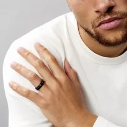 Histoire D'Or Bague Acier Noir Jacopo -Boucles d'oreilles Bracelet Soldes FIDHNW0043 model0