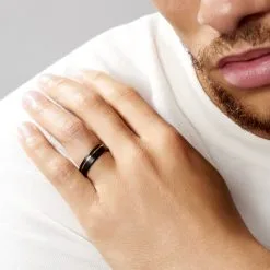 Histoire D'Or Bague Acier Noir Jacopo -Boucles d'oreilles Bracelet Soldes FIDHNW0043 model1