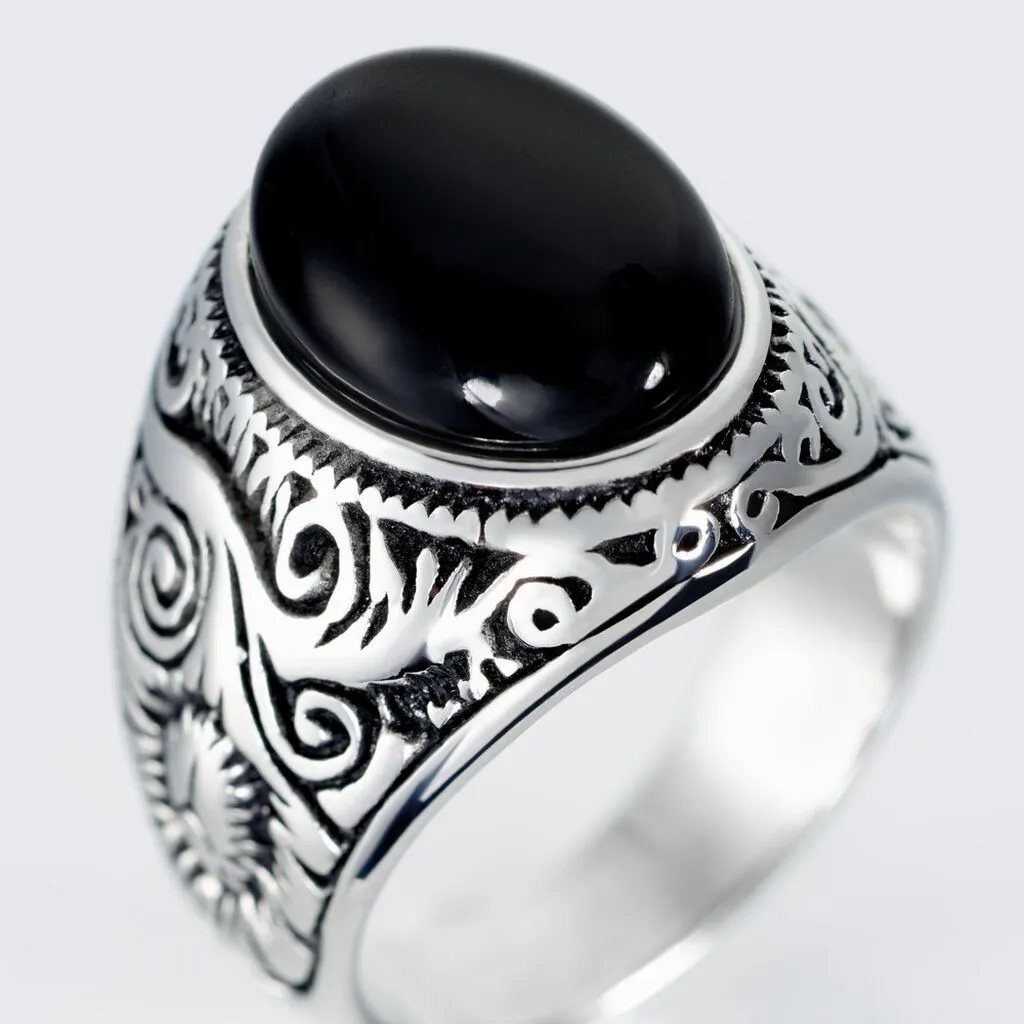 Histoire D'Or Chevalière Zayn Acier Blanc Agate 6 Histoire D'Or Chevalière Zayn Acier Blanc Agate – Image 4