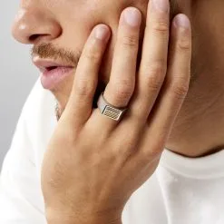 Histoire D'Or Chevalière Acier Blanc Et Plaqué Or Apollo -Boucles d'oreilles Bracelet Soldes FIHHBW0147 model1