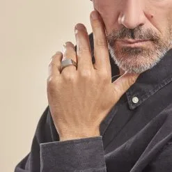 Histoire D'Or Chevalière Acier Gris Luciano -Boucles d'oreilles Bracelet Soldes FIHHGW0043 model0