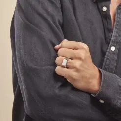 Histoire D'Or Chevalière Acier Gris Luciano -Boucles d'oreilles Bracelet Soldes FIHHGW0043 model1