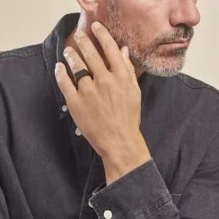 Histoire D'Or Chevalière Acier Noir Luciano -Boucles d'oreilles Bracelet Soldes FIHHNW0043 model1