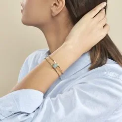 Histoire D'Or Bracelet Jonc Veina Plaqué Or Jaune Aventurine -Boucles d'oreilles Bracelet Soldes FQBFJAV002 model0