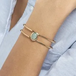 Histoire D'Or Bracelet Jonc Veina Plaqué Or Jaune Aventurine -Boucles d'oreilles Bracelet Soldes FQBFJAV002 model1