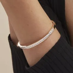 Histoire D'Or Bracelet Jonc Frieda Plaqué Or Jaune Oxyde De Zirconium -Boucles d'oreilles Bracelet Soldes FQBFJZW167 model1