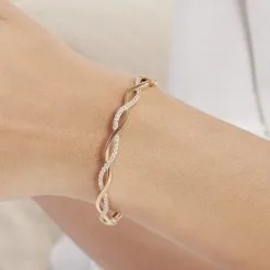 Histoire D'Or Bracelet Jonc Imae Plaqué Or Jaune Oxyde De Zirconium -Boucles d'oreilles Bracelet Soldes FQBFJZW249 model1