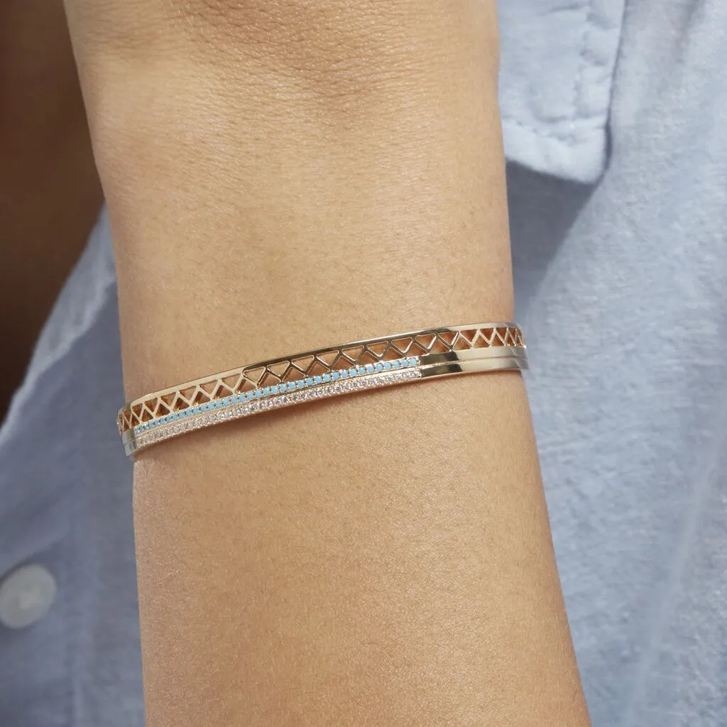 Histoire D'Or Bracelet Jonc Zoila Plaqué Or Pierre De Synthese Et Oxyde 6 Histoire D'Or Bracelet Jonc Zoila Plaqué Or Pierre De Synthese Et Oxyde – Image 4