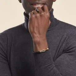 Histoire D'Or Bracelet Plaqué Or Rodolf Cuir -Boucles d'oreilles Bracelet Soldes FQBHJW0150 model0