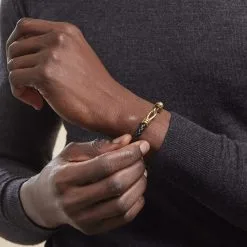 Histoire D'Or Bracelet Plaqué Or Rodolf Cuir -Boucles d'oreilles Bracelet Soldes FQBHJW0150 model1