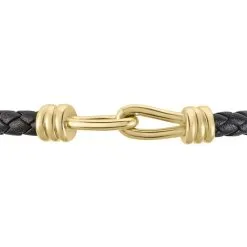 Histoire D'Or Bracelet Plaqué Or Rodolf Cuir -Boucles d'oreilles Bracelet Soldes FQBHJW0150 view1