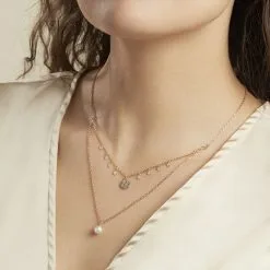 Histoire D'Or Collier Plaqué Or Jaune Aglaya Perle D'imitation -Boucles d'oreilles Bracelet Soldes FQCFJX2145 model1