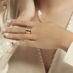 Histoire D'Or Bague Edwyna Plaqué Or Jaune -Boucles d'oreilles Bracelet Soldes FQDFJW0408 model1